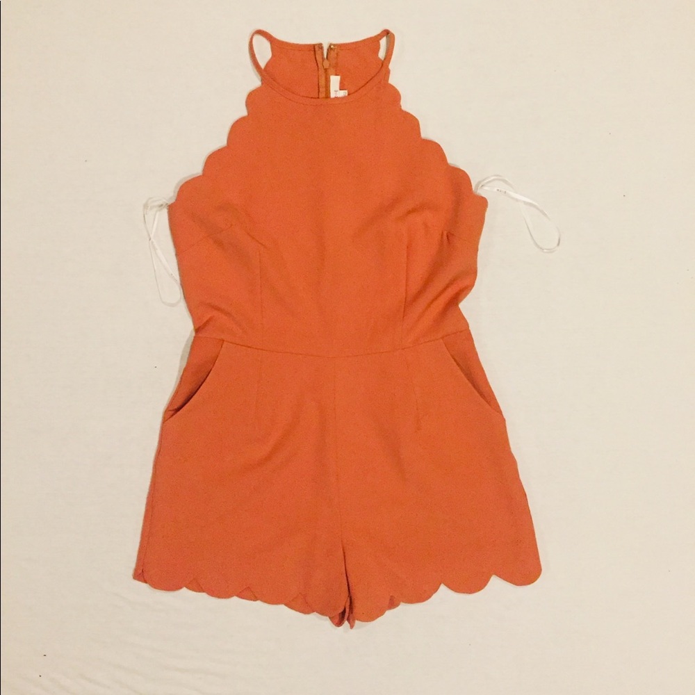 Scallop Ruffle Halter Romper